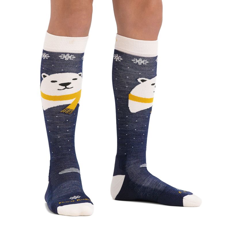 Детски скиорски чорапи Darn Tough Polar Bear OTC Midweight with Cushion w/ Padded Shin blue 2