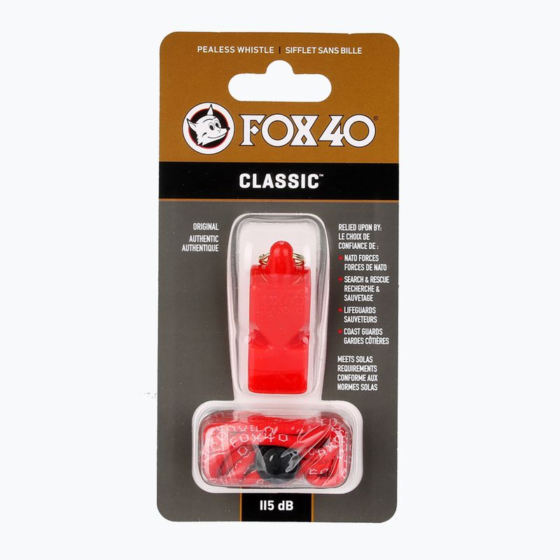 Свирка с шнур Fox 40 Classic Safety red 2
