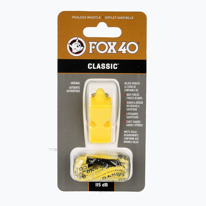 Свирка с шнур Fox 40 Classic Safety yellow 2