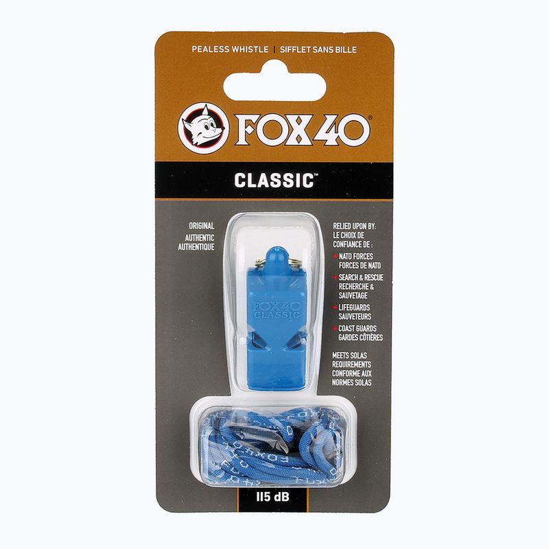 Свирка с шнур Fox 40 Classic Safety blue 2