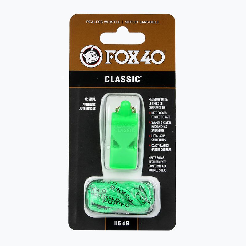 Свирка с шнур Fox 40 Classic Safety neon green 2