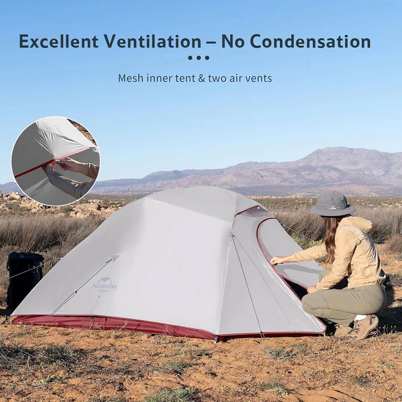 Палатка за трекинг 3 - местна Naturehike Updated Cloud Up 3 light grey/red 9