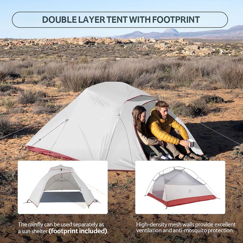 Палатка за трекинг 3 - местна Naturehike Updated Cloud Up 3 light grey/red 10