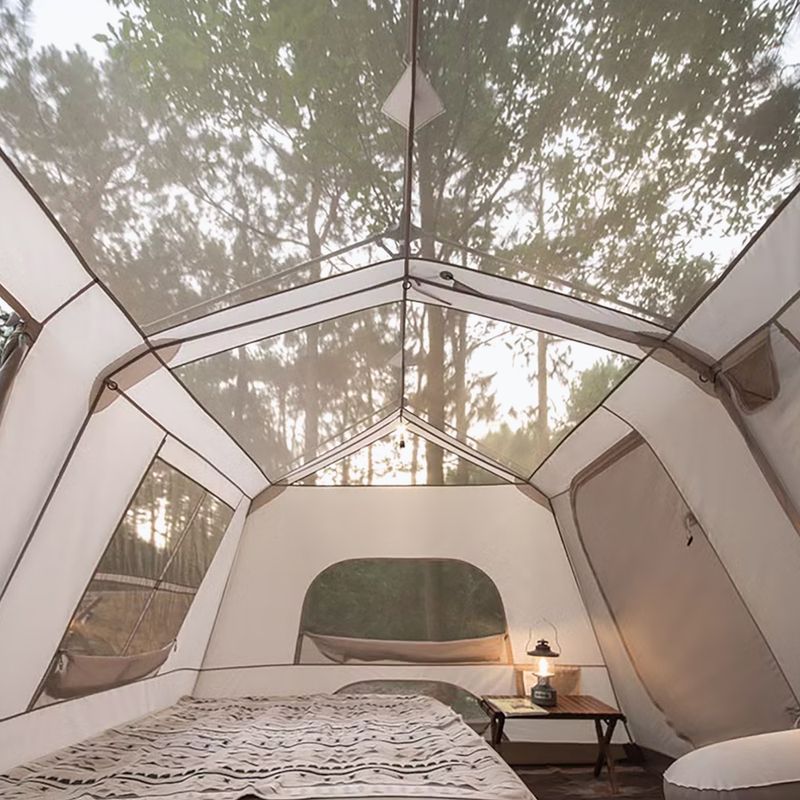 Палатка за къмпинг 4-местна Naturehike Village 13 Ridge Ultimate Edition brown/ti black 6