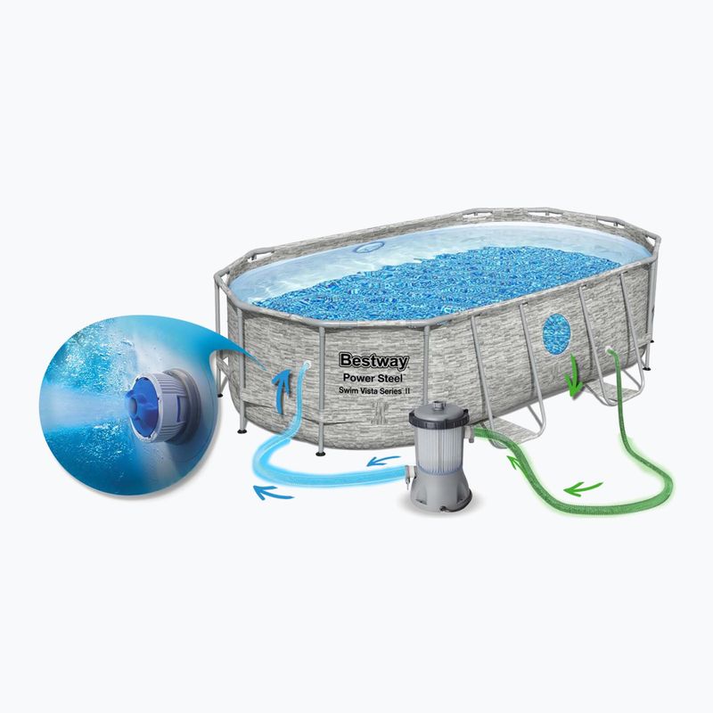 Сглобяем басейн Bestway Power Steel Swim Vista Series Oval Pool Set 427x250 cm сив 7