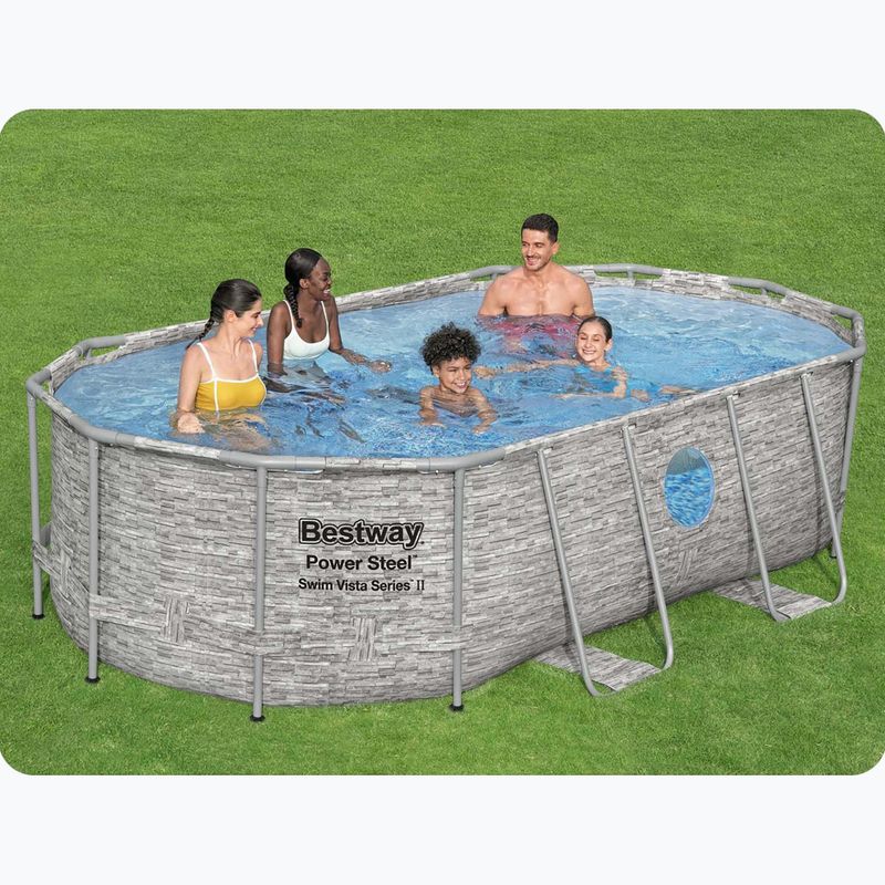 Сглобяем басейн Bestway Power Steel Swim Vista Series Oval Pool Set 427x250 cm сив 14