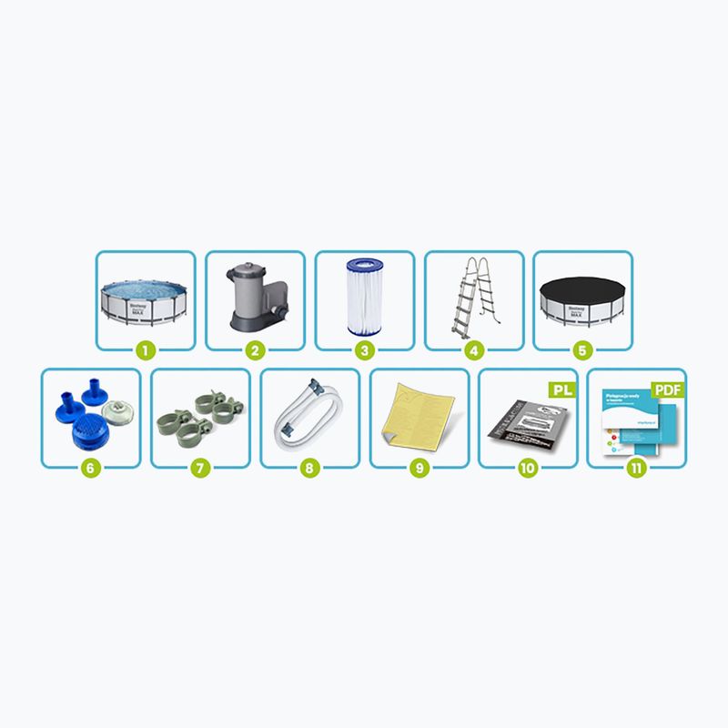 Сглобяем басейн Bestway Steel Pro Max Pool Set 5612Z 488 x 122 cm сив 9