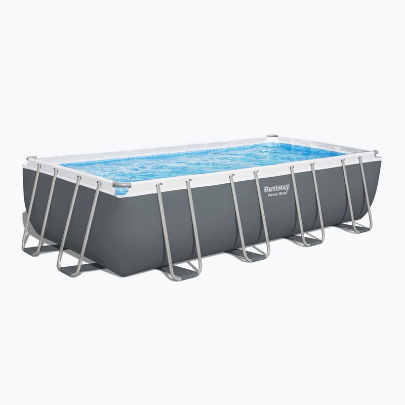 Сглобяем басейн Bestway Power Steel Rectangular Pool Set 56465N 549 x 274 cm тъмносив 2