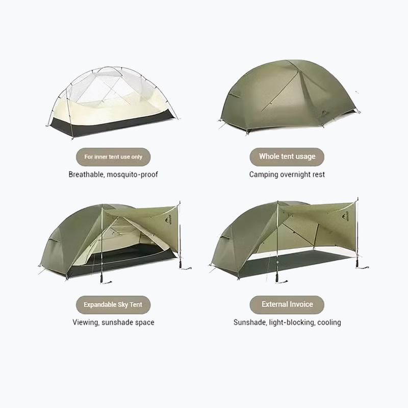Палатка за трекинг 1-местна Naturehike Mongar Pro 1 20D olive 3