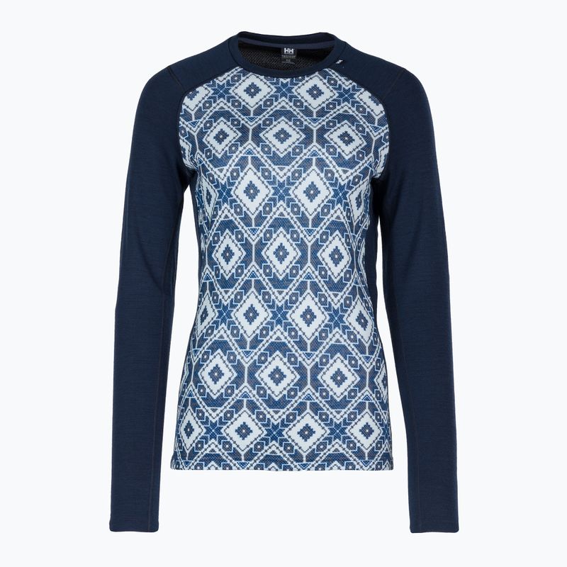 Дамска термоактивна блуза Helly Hansen Lifa Merino Midweight Graphic Crew navy star pixel 5