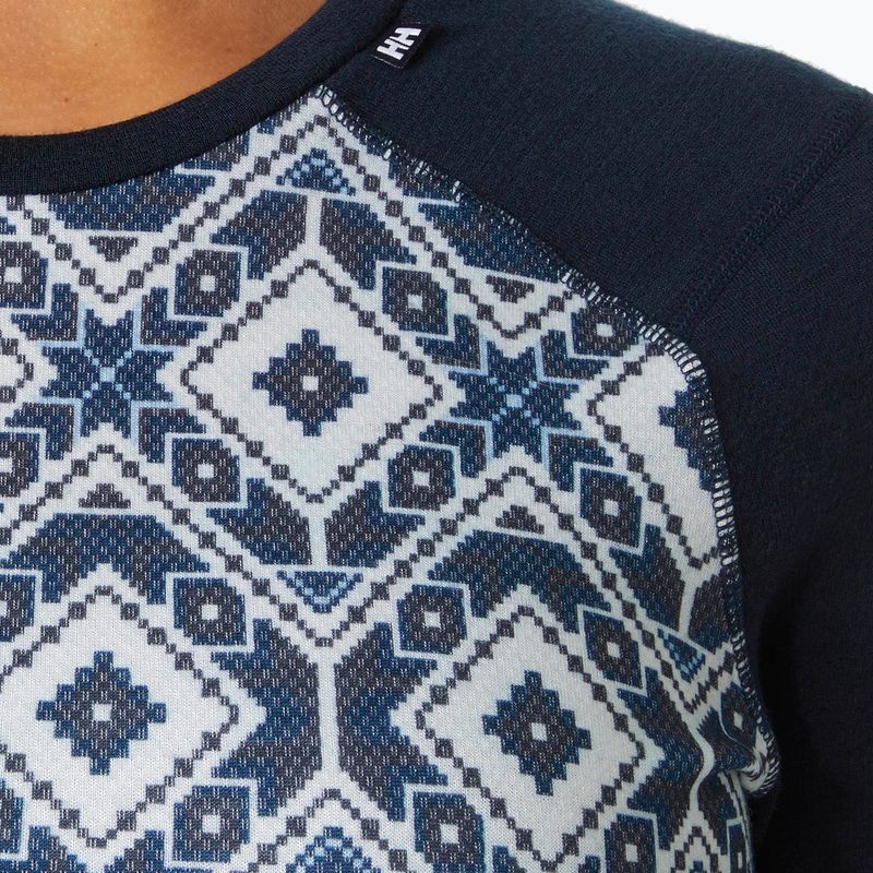 Дамска термоактивна блуза Helly Hansen Lifa Merino Midweight Graphic Crew navy star pixel 3
