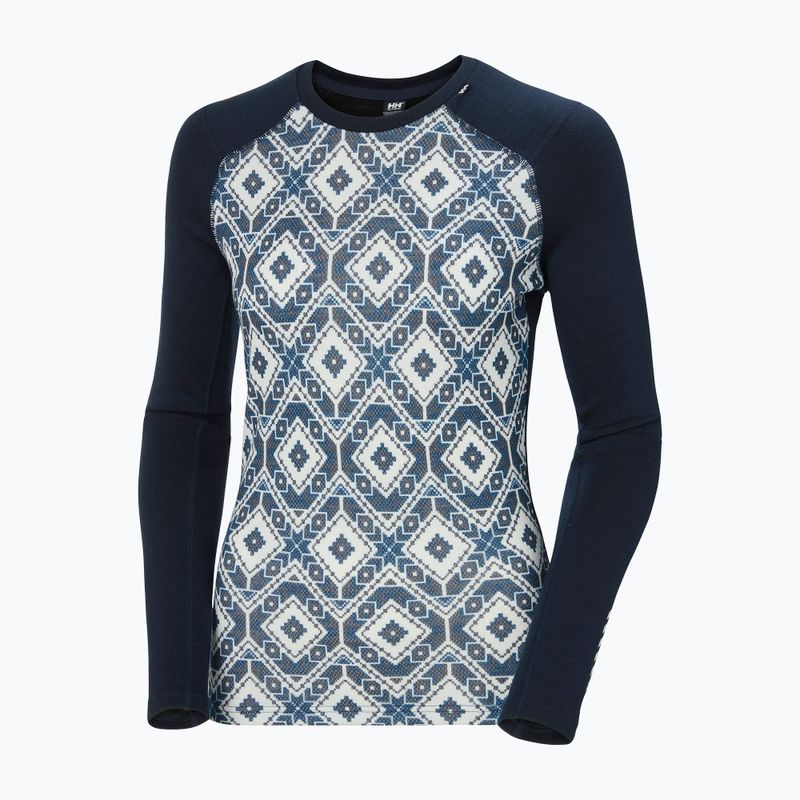 Дамска термоактивна блуза Helly Hansen Lifa Merino Midweight Graphic Crew navy star pixel 9