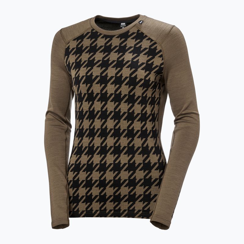 Helly Hansen Lifa Merino Midweight Graphic Crew дамски термобельо с дълъг ръкав sepia houndstooth aop 5