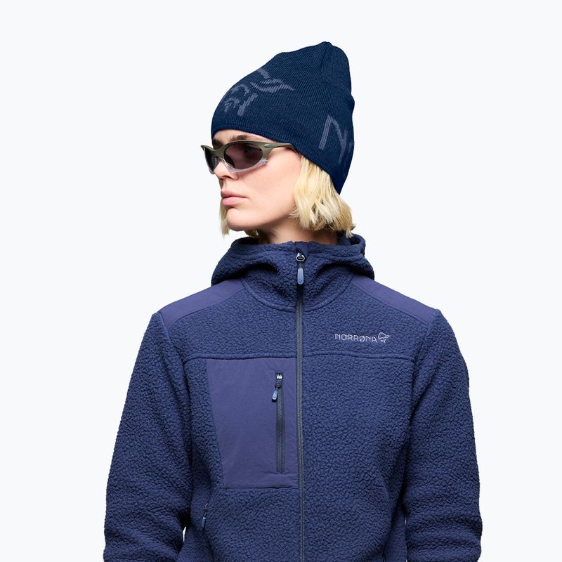 Зимна шапка NORRONA MerinoUll Logo Beanie indigo night melange 5