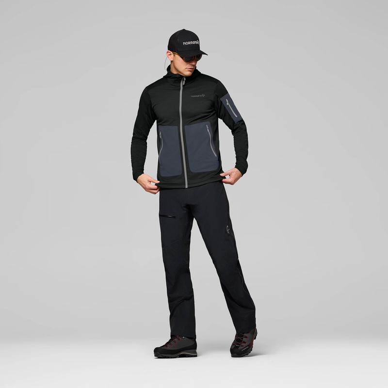 Мъжки суитшърт за трекинг NORRONA Falketind Warm2 Stretch Hood caviar black 2