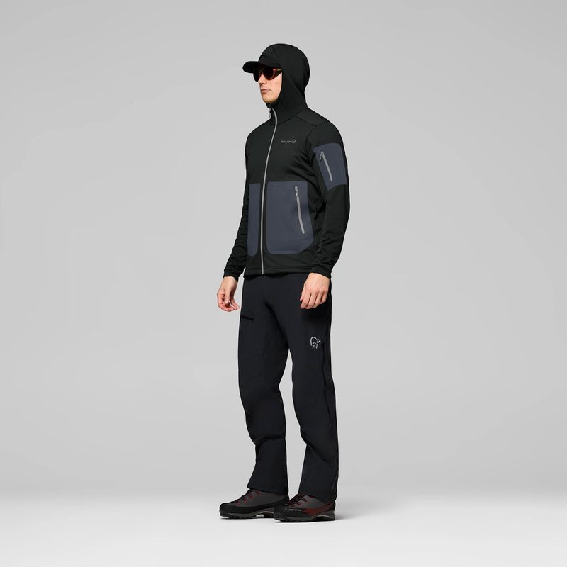Мъжки суитшърт за трекинг NORRONA Falketind Warm2 Stretch Hood caviar black 4