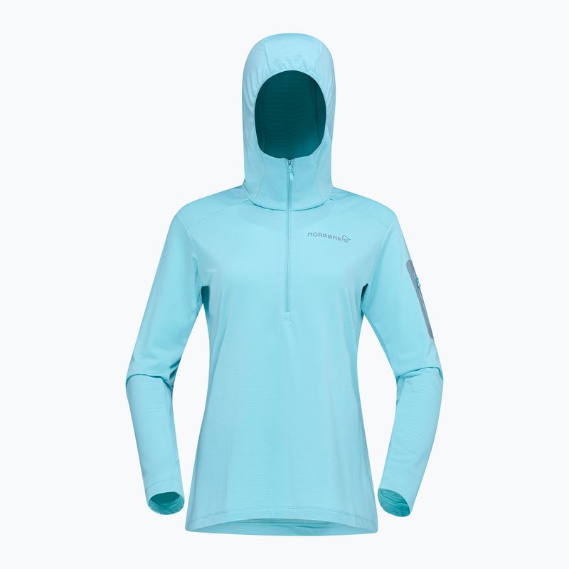 Дамски суитшърт за трекинг NORRONA Falketind Warm1 Hood aqua haze/trooper 5