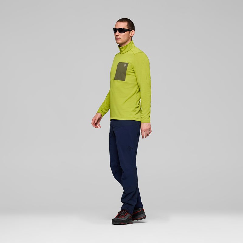 Мъжки суитшърт за трекинг NORRONA Femund Warm1 Zip Neck golden lime/olive night 4