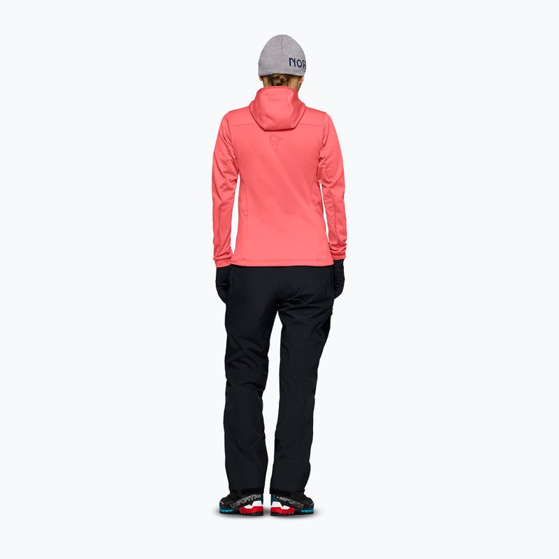 Дамски суитшърт за трекинг NORRONA Falketind Warm2 Stretch Hood deep sea coral/baked apple 3