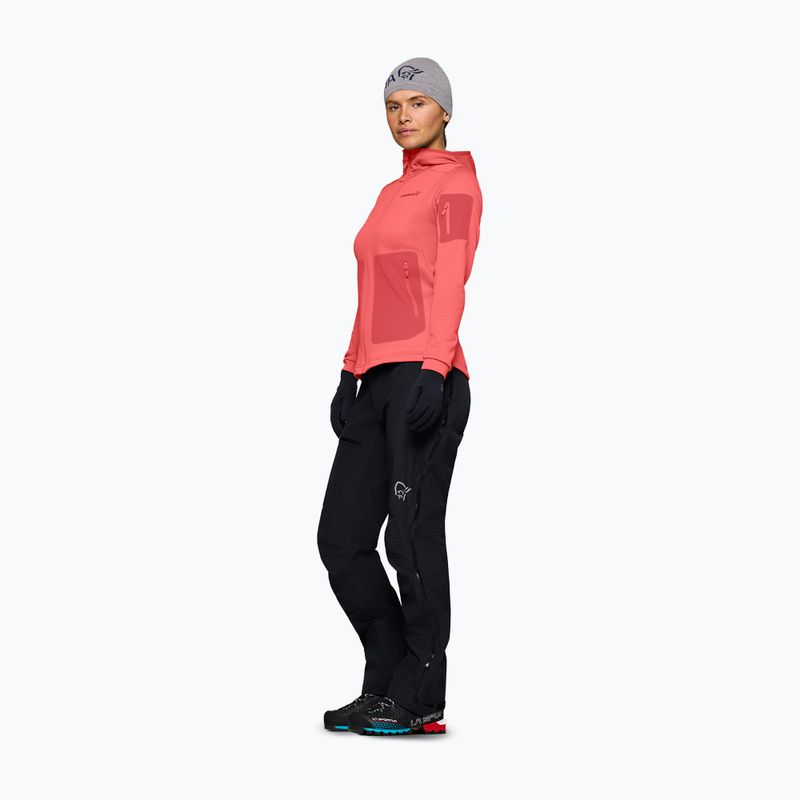 Дамски суитшърт за трекинг NORRONA Falketind Warm2 Stretch Hood deep sea coral/baked apple 4