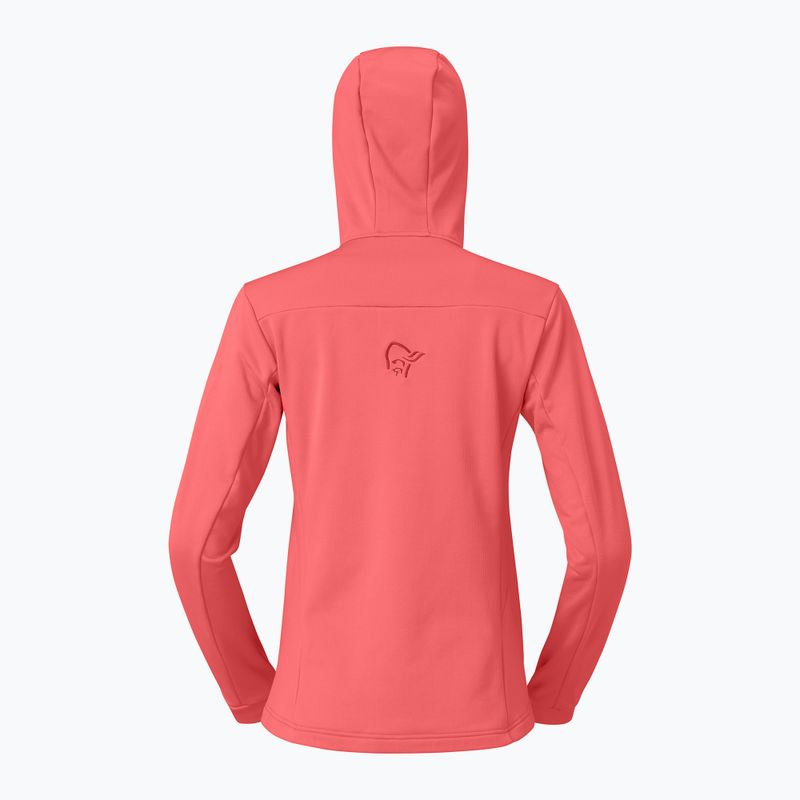 Дамски суитшърт за трекинг NORRONA Falketind Warm2 Stretch Hood deep sea coral/baked apple 6