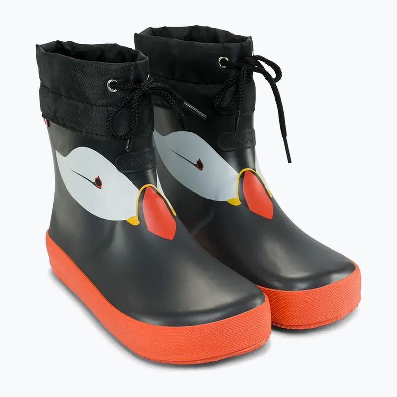 Детски гумени ботуши Viking Footwear Alv Barefoot с отпечатък на лапа, черни 10