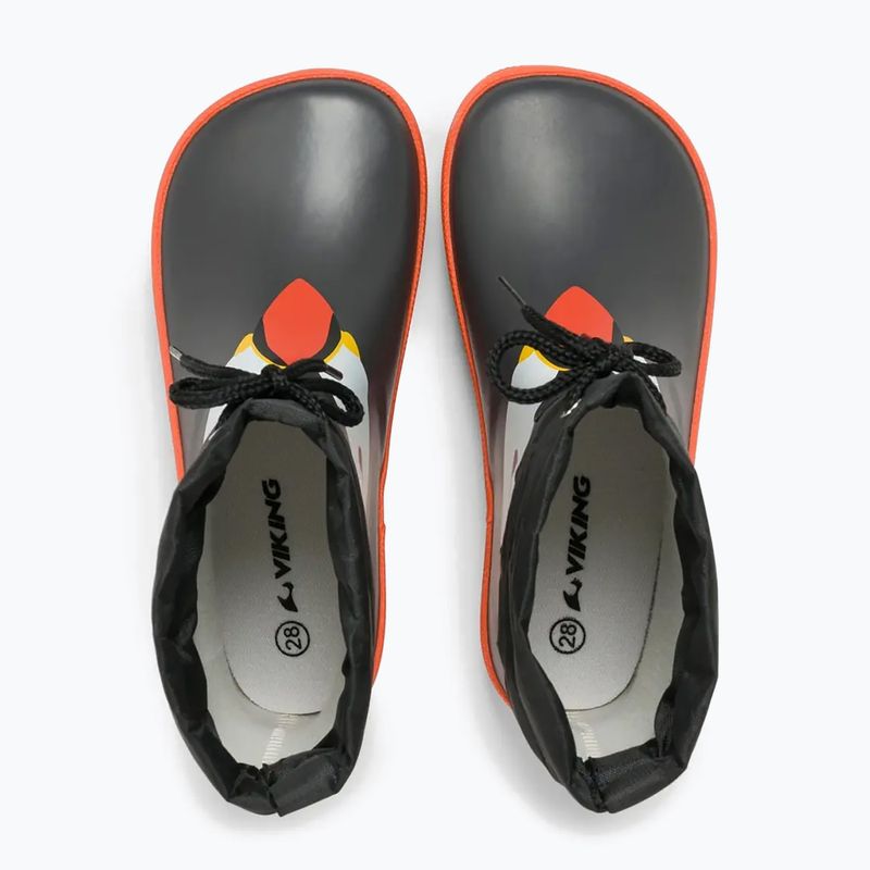 Детски гумени ботуши Viking Footwear Alv Barefoot с отпечатък на лапа, черни 12