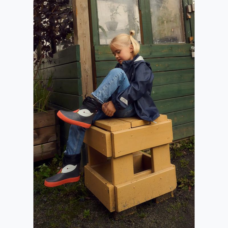Детски гумени ботуши Viking Footwear Alv Barefoot с отпечатък на лапа, черни 14