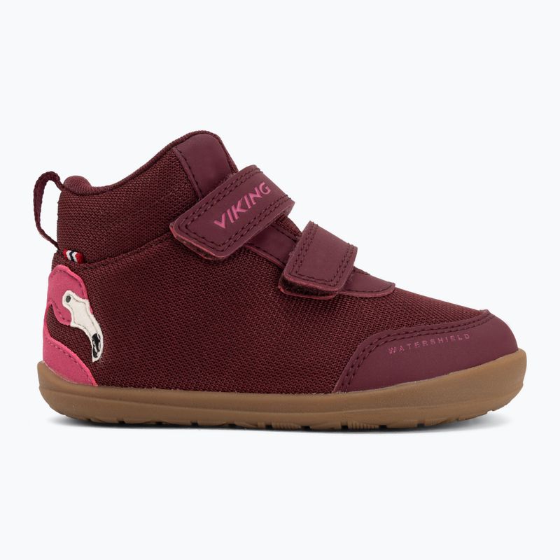 Детски обувки barefoot Viking Alv Barefoot Mid 2V Waterproof burgundy 2
