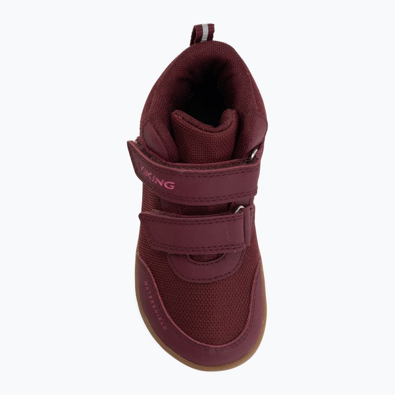 Детски обувки barefoot Viking Alv Barefoot Mid 2V Waterproof burgundy 5