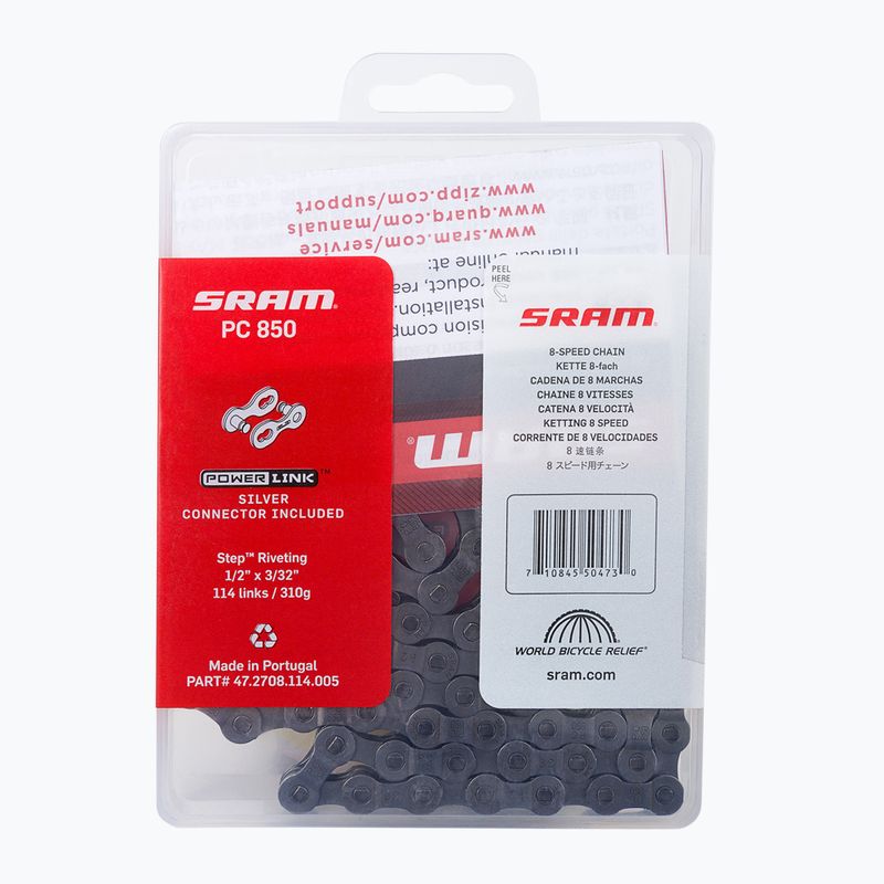 Верига за велосипед SRAM 10 CN PC850 W/ PWR сива 47.2708.114.005 2