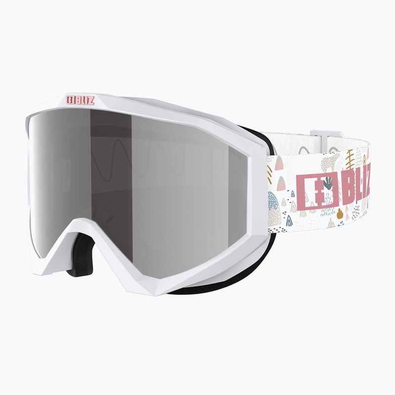 Детски скиорски очила Bliz Liner Jr white pink logo/pink&silver mirror 3