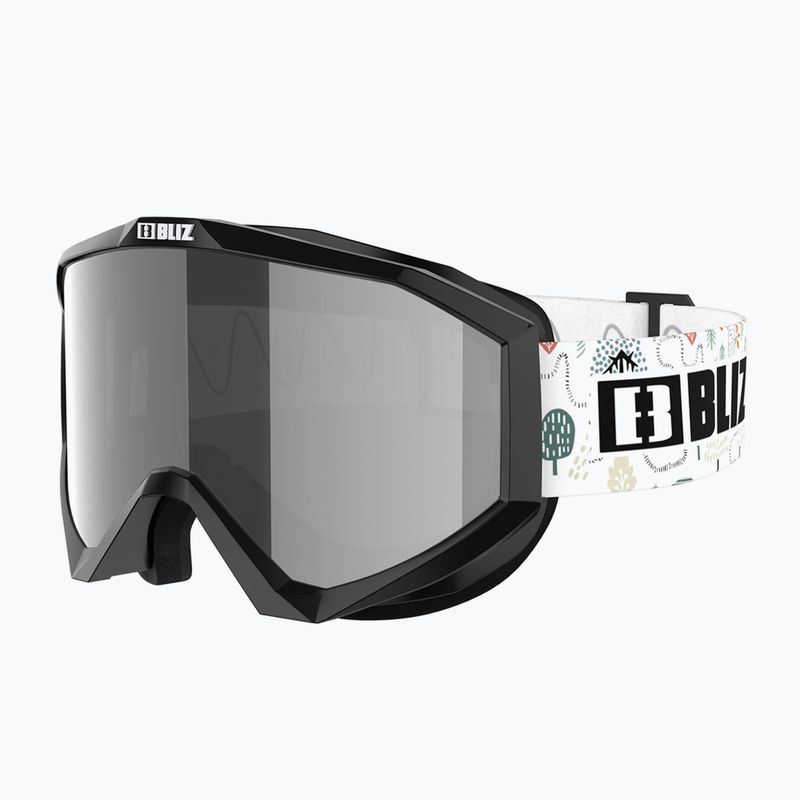 Детски скиорски очила Bliz Liner Jr black white logo/brown&silver mirror 3
