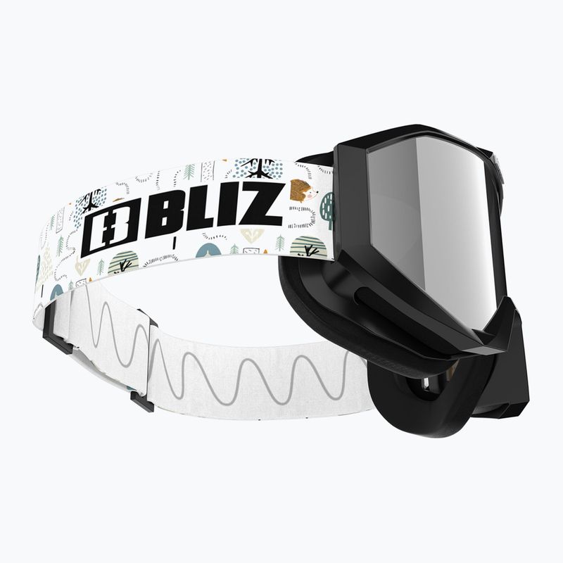 Детски скиорски очила Bliz Liner Jr black white logo/brown&silver mirror 4