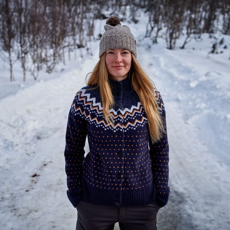 Дамски пуловер Fjällräven Övik Knit Cardigan dark navy 10