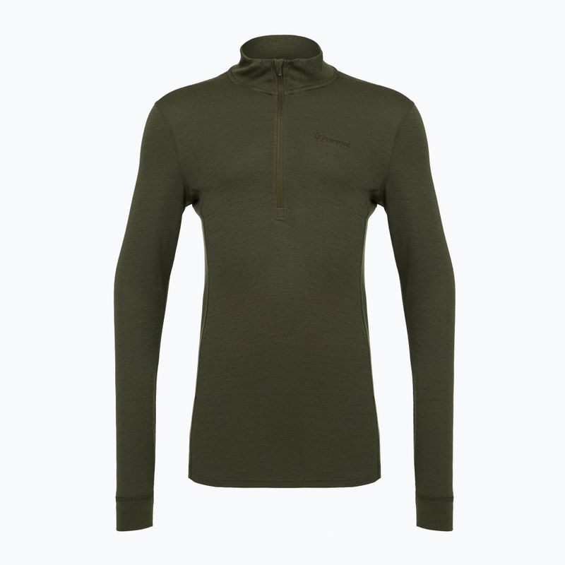 Мъжки термо суитшърт Pinewood Abisko Merino Base Layer Half Zip d.mossgreen