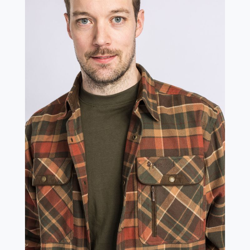 Мъжка риза Pinewood Prestwick Exclusive d.green/terracotta 5