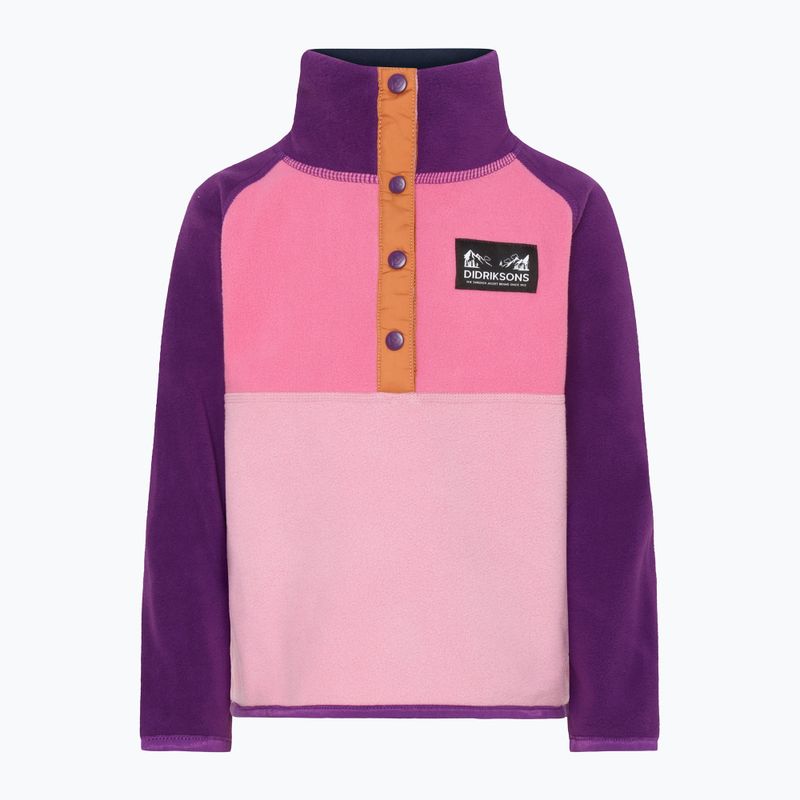 Didriksons Monte Half Button детски поларен суитшърт светло розово heather 8