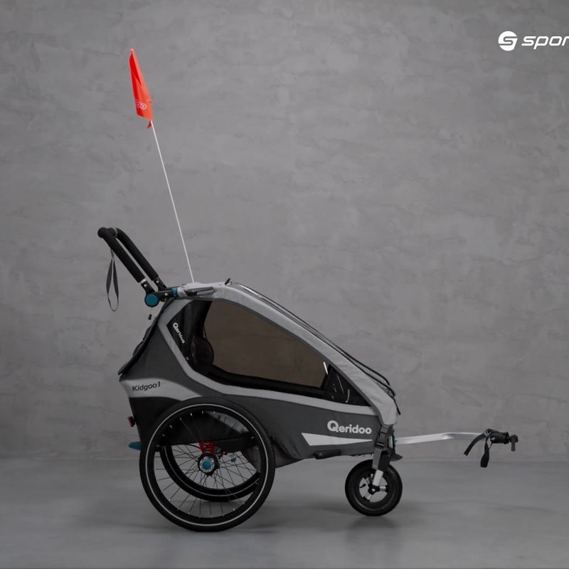 Qeridoo Kidgoo1 Sport ремарке за велосипед с една седалка сиво Q8S-20-G 12