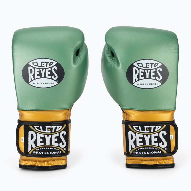 Боксови ръкавици Cleto Reyes Velcro Sparring metallic green/gold wbc 2