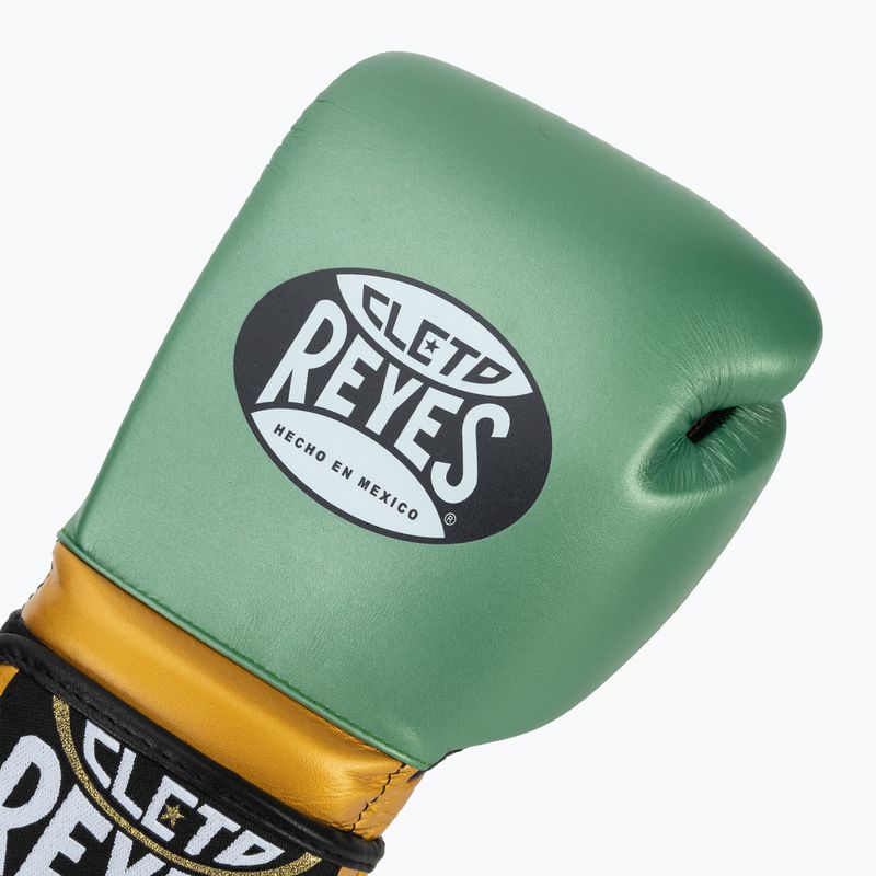 Боксови ръкавици Cleto Reyes Velcro Sparring metallic green/gold wbc 5