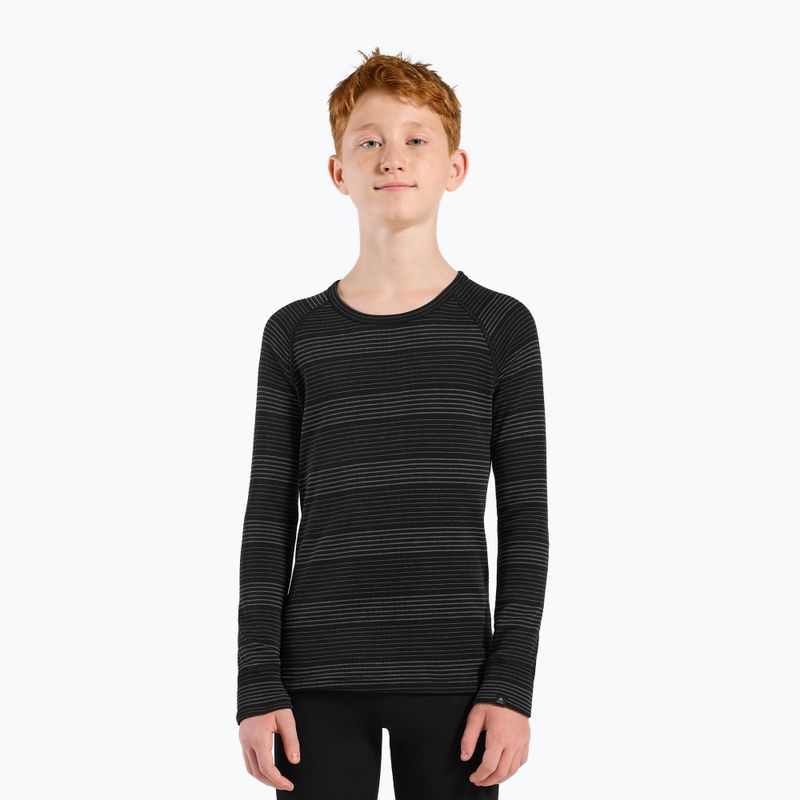 Детско термобельо ODLO Active Warm Eco Long черно/сиво меланж 2