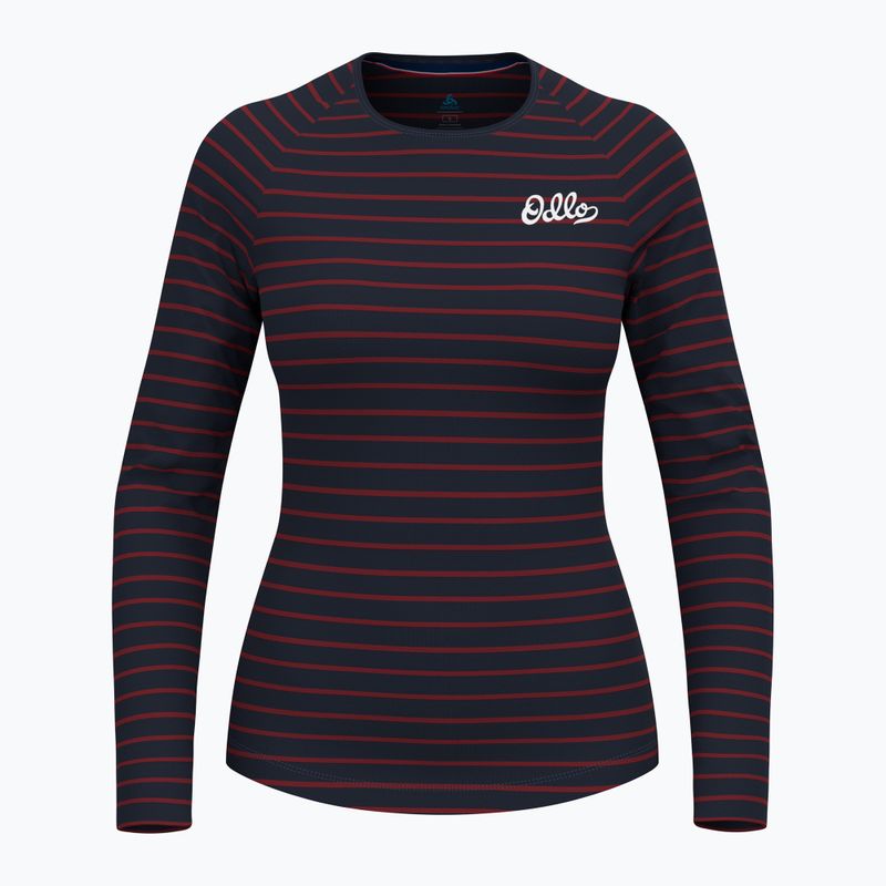 Дамска термоблуза с дълъг ръкав ODLO Warm Originals Stripes Bl Top Crew Neck dark saphire 4