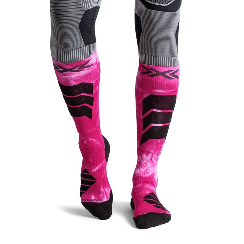Скиорски чорапи X-Socks Ski Expert Wild Otc x black/fluo pink 2