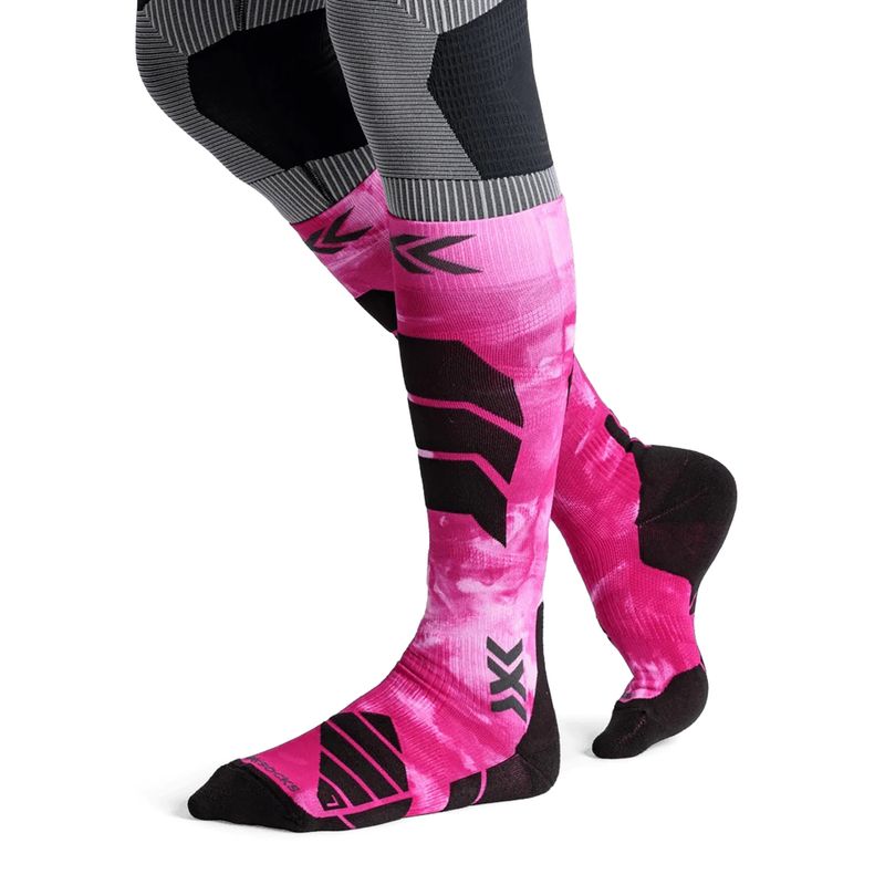 Скиорски чорапи X-Socks Ski Expert Wild Otc x black/fluo pink 4