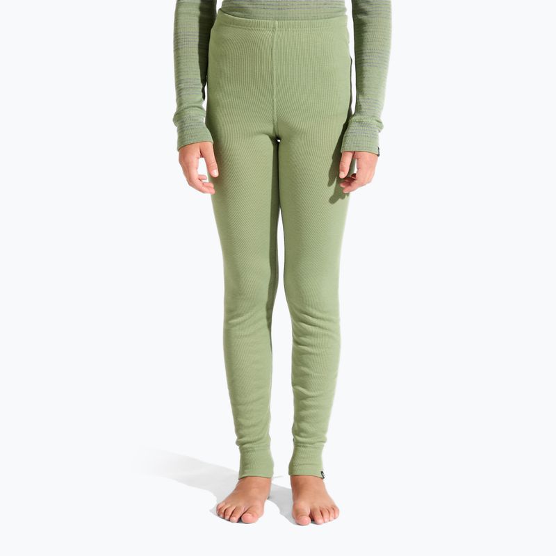 Детско термобельо ODLO Active Warm Eco Long стоманено сиво меланж/матово зелено 2