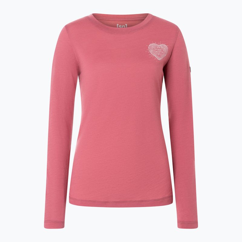 Дамска блуза с дълъг ръкав super.natural Little Heartwood mauwewood/white stone 4