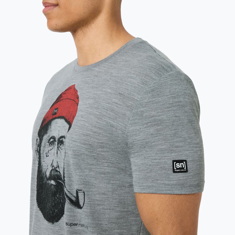 Мъжка тениска super.natural Sailor Tee cashmere grey mel/jet black /high risk red 3