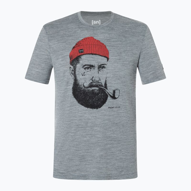 Мъжка тениска super.natural Sailor Tee cashmere grey mel/jet black /high risk red 4