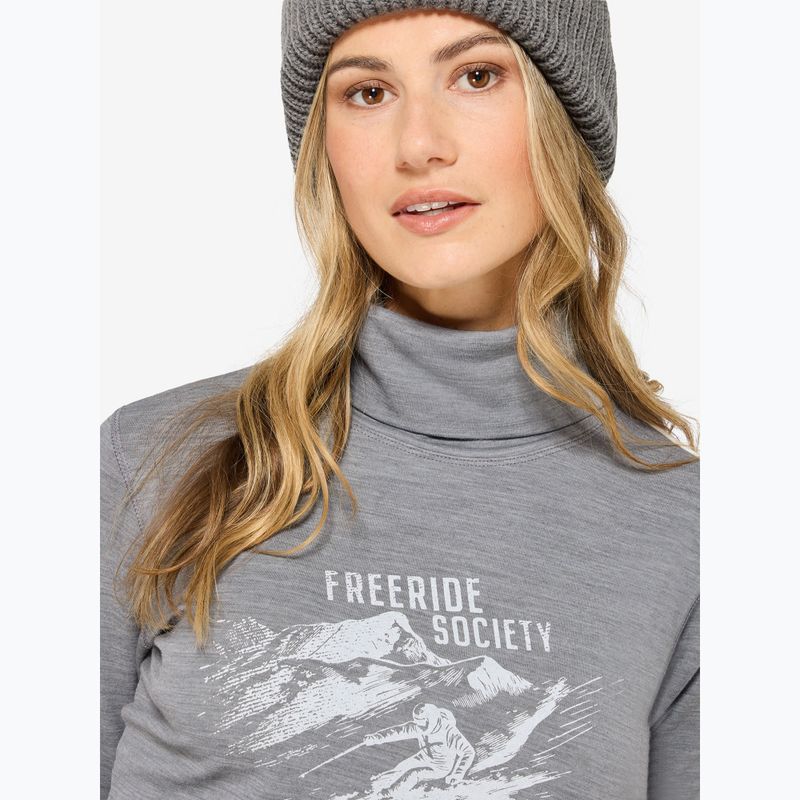 Дамски пуловер Super.Natural Freeride Roll Neck cashmere grey melange / f. white / f. white 3